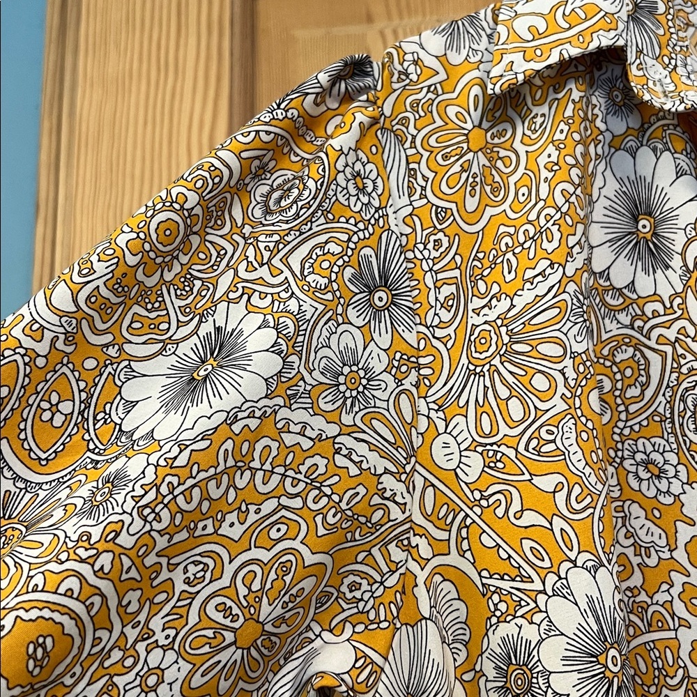 Floral Yellow Paisley Maxi Puff Sleeves Farm Dress Sz - Picture 3 of 10